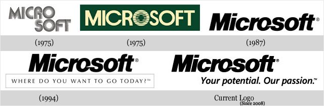 Często zmieniające się loga konkurencji - Microsoft.